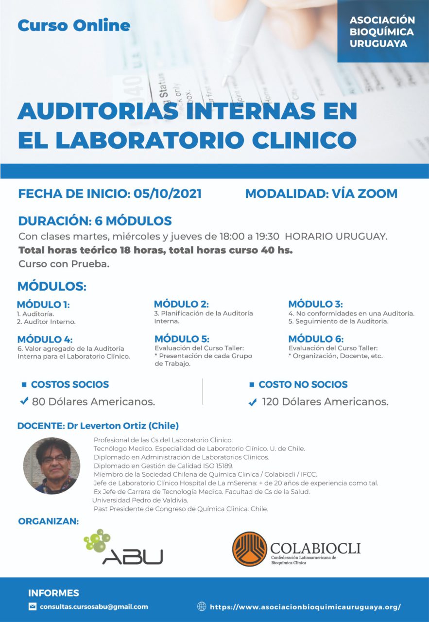 BECARIOS SELECCIONADOS PARA ASISTIR AL CURSO DE: “AUDITORÍAS INTERNAS EN EL LABORATORIO CLÍNICO”